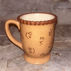 Tan Ceramic Mug with Symbols